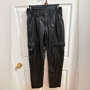 AE Stretch High-Waisted Vegan Leather Cargo Pants.